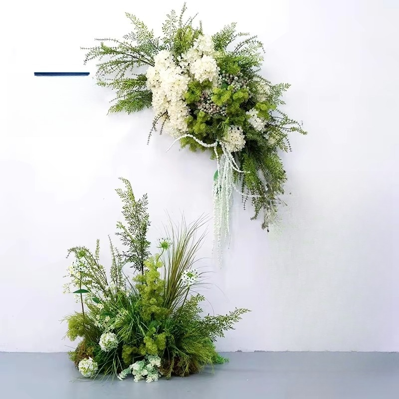 Aisle Runner White - زخرفة الزفاف الخضراء الممشى العشب وهمية