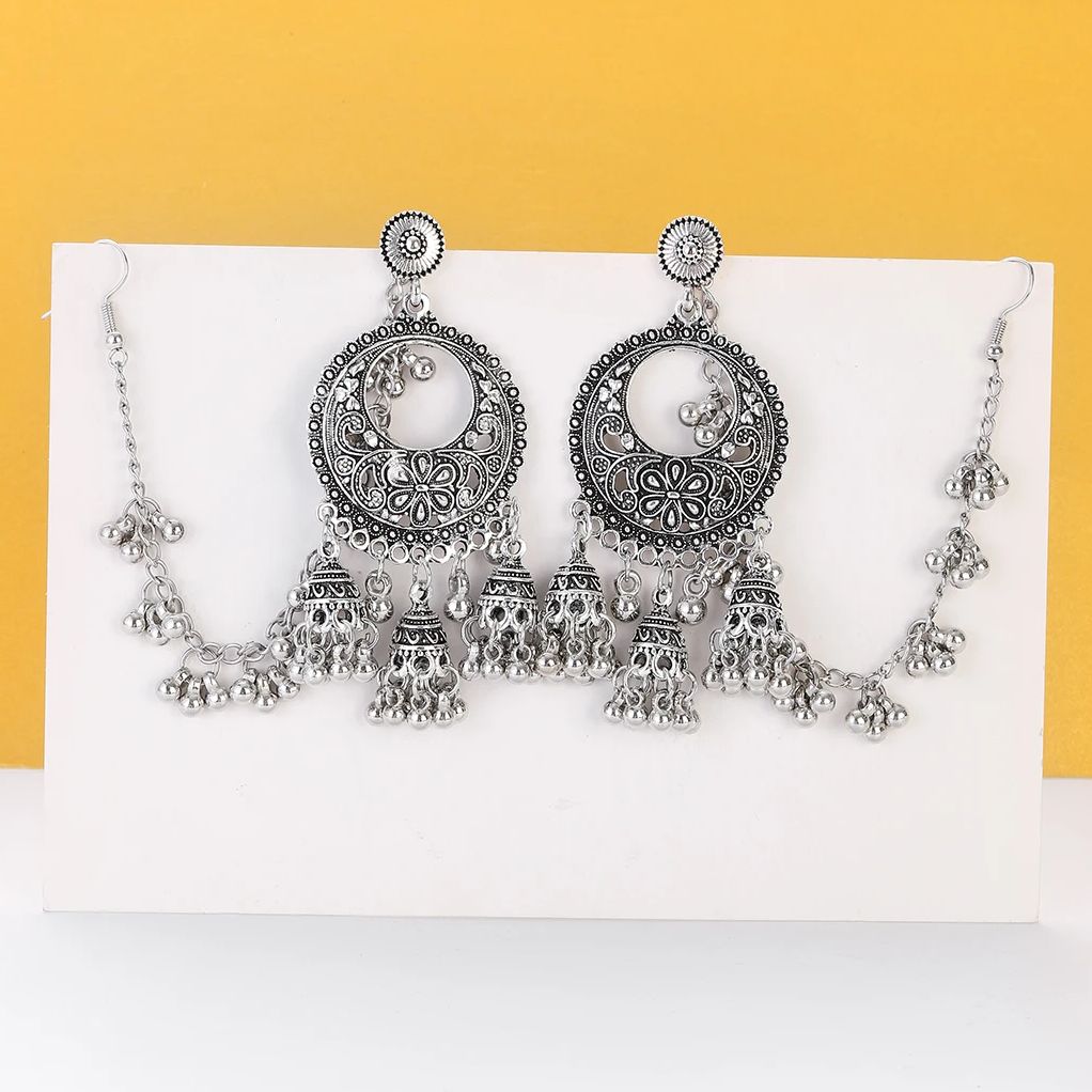 Indian Wedding Supply - أقراط جومكا هندية نسائية بتصميم زهور