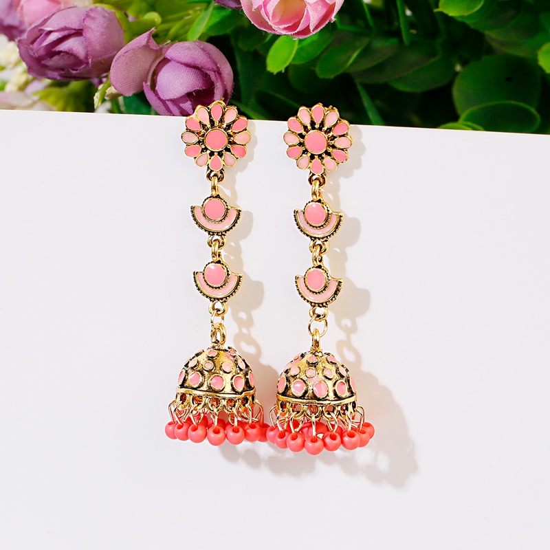 أقراط Jhumka العرقية الوردية ا - مراجعة Indian Wedding Supply وسعره